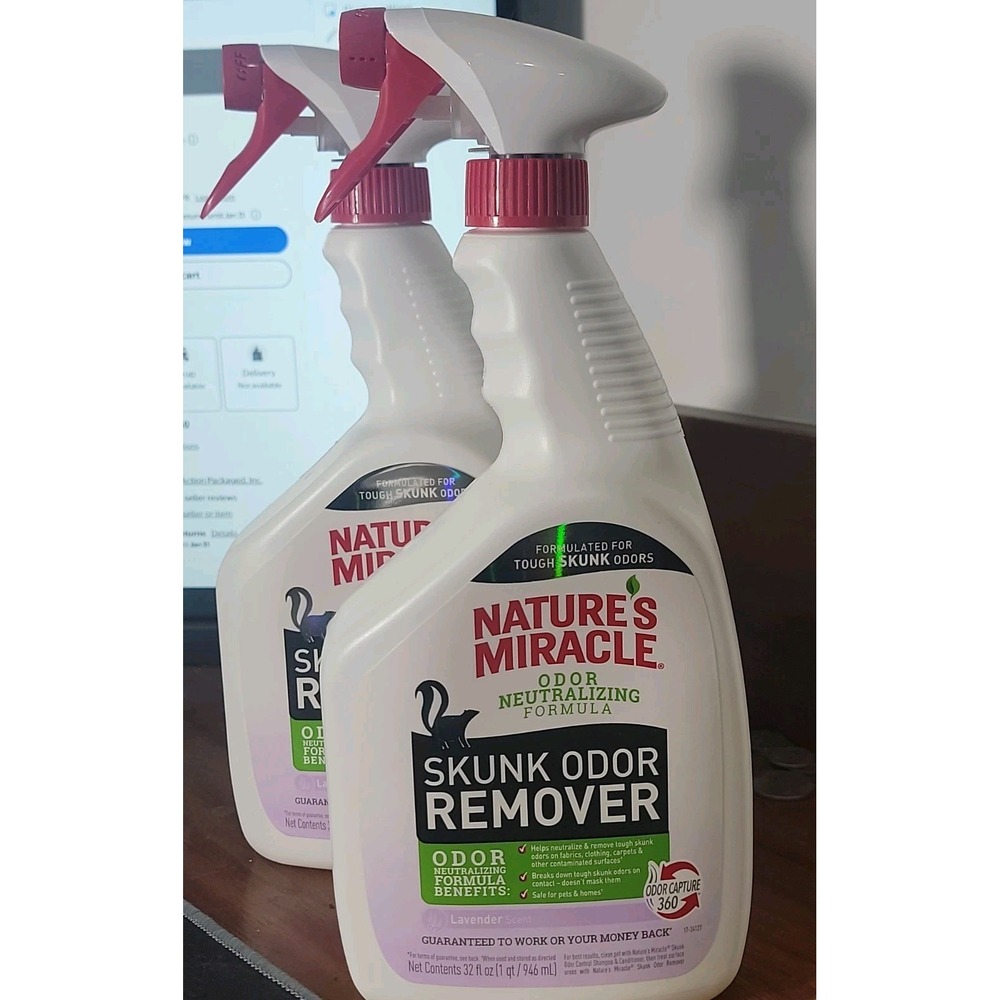 Lot of 2  Nature's Miracle Skunk Odor Remover Citrus Scent, 32 fl oz/ea FastShip